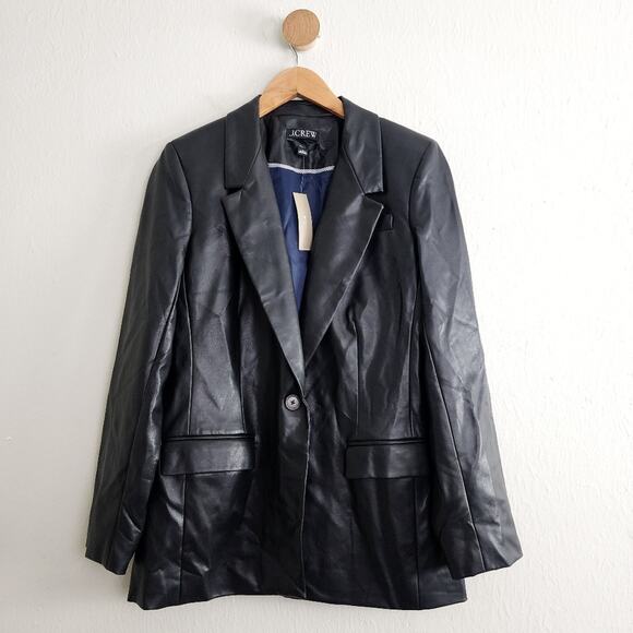 NEW J. Crew Willa Classic Black Faux Leather Blazer Size 6 - Picture 5 of 15